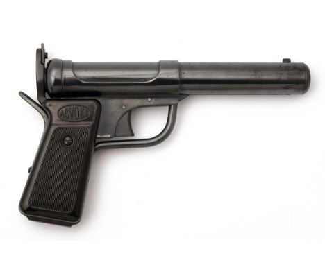 A GOOD BOXED .177 ACCLES &amp; SHELVOKE 'ACVOKE' AIR-PISTOL, no visible serial number, circa 1955, with concealed 7 1/2in. ri