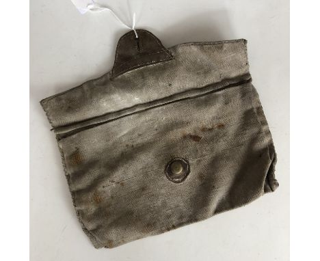 A vintage Royal Mail canvas and leather pouch, ink-stamped Sub Post Master Hughton / Inverness 