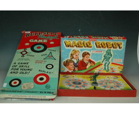 A vintage Merit Magic Robot game, together with a Bullseye pinball game  