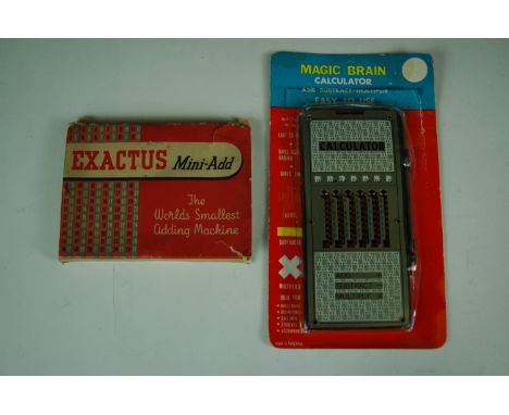 An Exactus Mini-Add vintage calculator, together with a Magic Brain calculator in original packaging