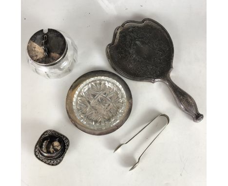 Antique silver and electroplate, including an Edwardian silver napkin ring, one other marked 'sterling', an electroplate-moun