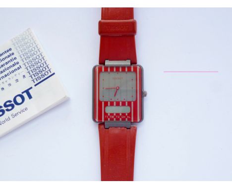 A 1989 Tissot "TwoTimer" quartz digital / analogue wrist watch, with guarantee document