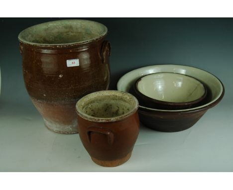 Various vintage stoneware and earthenware kitchen crocks and jars, (a/f)  