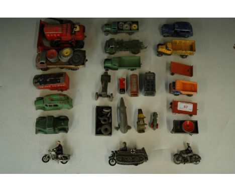 A quantity of vintage Dinky cars including Austin taxi, Big Bedford etc