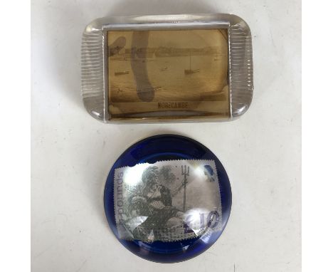 Vintage Morecambe and Royal Mail glass paperweights