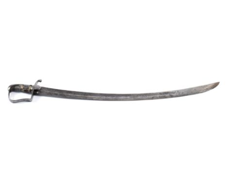 A 1796 pattern Light Infantry sword:, curved single edged fullered blade over a steel hilt with langets and single quillon , 