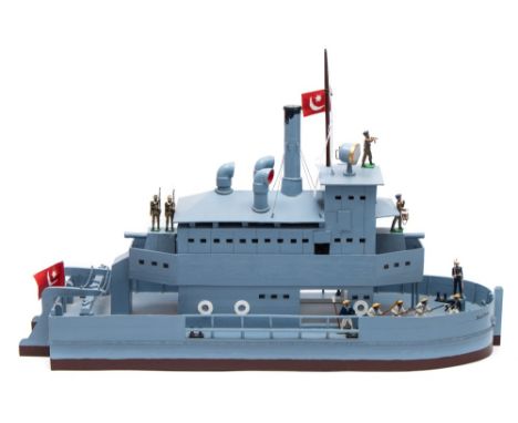 A scratch built model of the Nile Gunboat 'Sudan', together with a collection of hand painted  troops:, including Boer War na