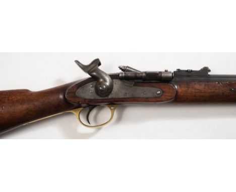 A Victorian .577 Snider- Enfield carbine:, the short 18 inch  single banded barrel with nipple foresight and ladder rear sigh