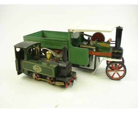 A  live steam Mamod Steam Wagon and a Mamond Steam railway Co engine 'SL1':, both unboxed.