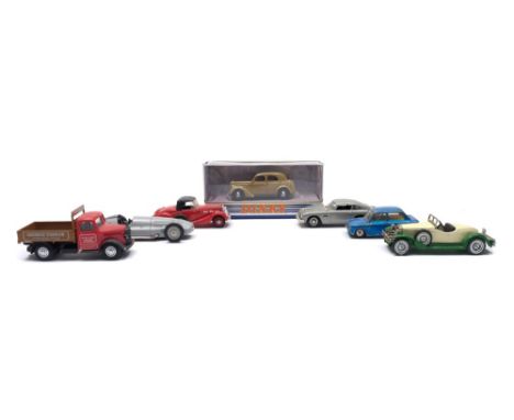 A collection of various cars and commercial vehicles:, including a Dinky Fire Engine (555), various makers.