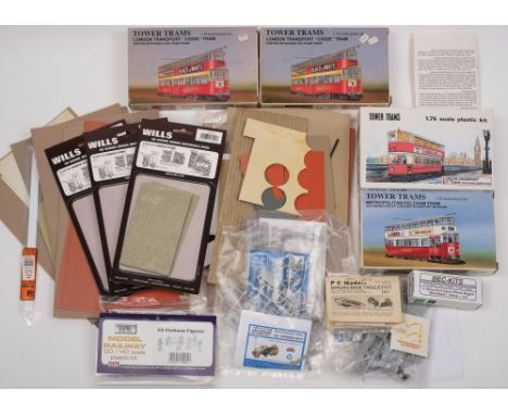 A collection of scale model Tram kits, railway scenery and building kits etc:, (a lot)