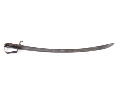 A 1796 pattern Light Cavalry trooper's sword:, the single edged curved blade over hilt with single quillon and double langets