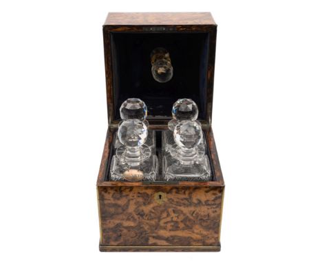 Nottingham Forrest Football Club - a Victorian  figured walnut square decanter box:, the top inset with brass shield cartouch