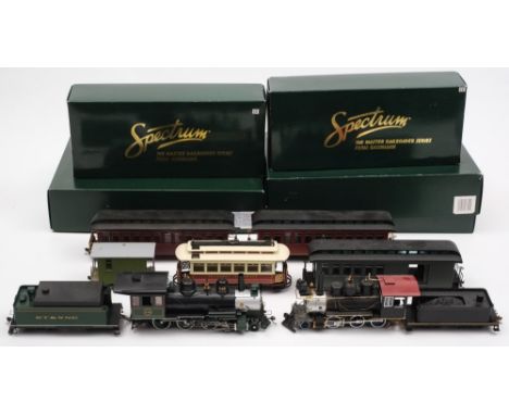 A collection of Bachmann Spectrum locomotives and rolling stock:, including a 4-6-0 engine and tender in ET & WNC livery,an O