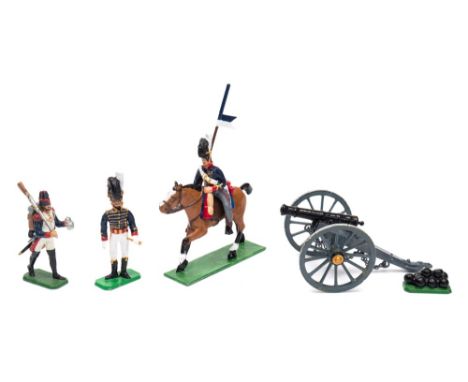 A collection of handmade and hand painted Royal Horse Artillery figures:, including gun crew and rocketeer.