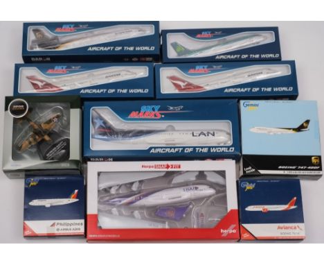  Sky Marks, Gemini Jets and others, a collection of assorted diecast metal and plastic airliners: various scales and liveries