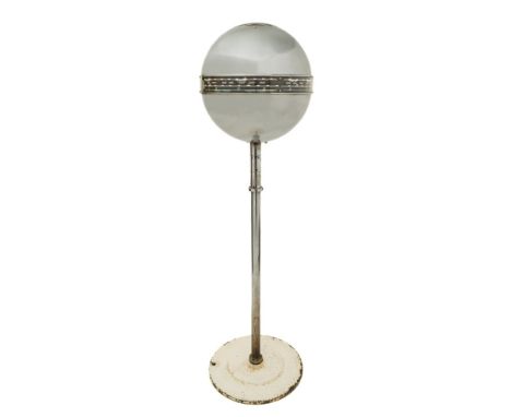 An Emor (Model 200) globe radio on stand:, the chrome plated globe with top vented speaker grill, equatorial dial signed as p