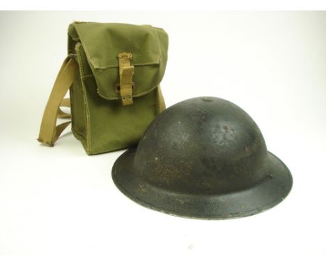 A WWII Allied Steel helmet and a Light II pattern ammunition pouch:, (2) 