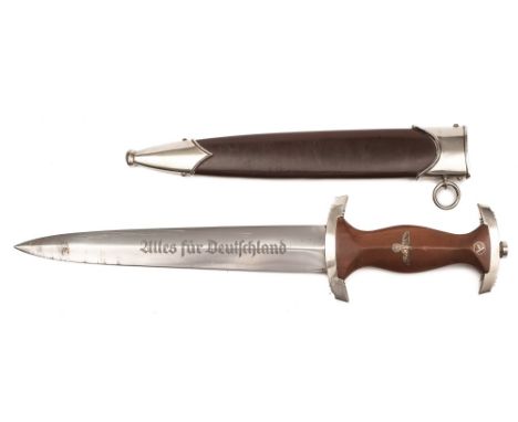 A Third Reich period SA dagger by Arthur Schuttelhofer & Co:, the straight double edged blade with inscription and RZM mark '