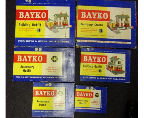 Six Bayko building sets:, No's 12c 13c 13 14c 14 14 all in original boxes.