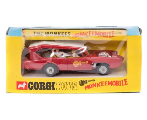 Corgi No.277 'The Monkees' Monkeemobile:, red with white roof and yellow interior, four figures and engine in blue and yellow