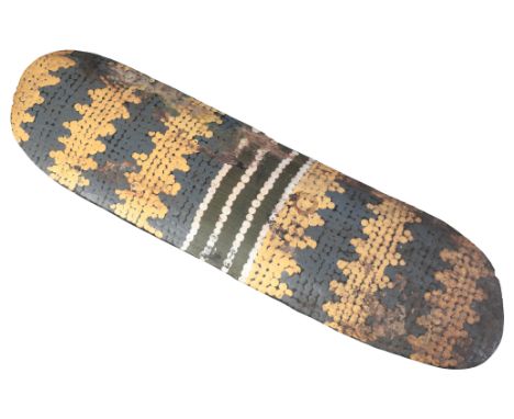 AN ABORIGINAL PAINTED HARDWOOD MESSAGE STICKAustralia, early 20th century, the front decorated in bands of yellow, grey and g