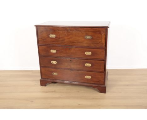 A VICTORIAN MAHOGANY SECRETAIRE CHESTthe top drawer opening with fall front before small drawers and pigeon holes, three draw