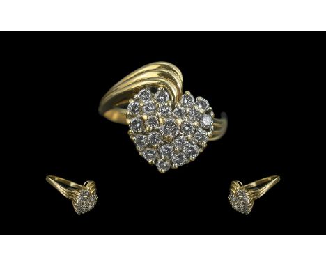 Ladies 18ct Gold Attractive Diamond Set Cluster Ring, marked 750-18ct to interior of shank.  The round brilliant cut diamonds