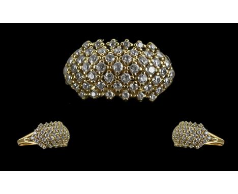 Ladies - Attractive 14ct Gold Diamond Set Cluster Ring, Marked 585 to Shank. Diamonds of Good Colour / Clarity. Diamond Weigh