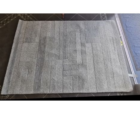 Modern Grey Wool Rug, plain tile design, measures 62" x 92".  Good clean condition.