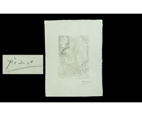 Pablo Picasso (1881-1973) Etching on Montval Paper, titled 'Deux Modeles Vetus' (Two Dressed Models); Plate 42 from 'La Suite