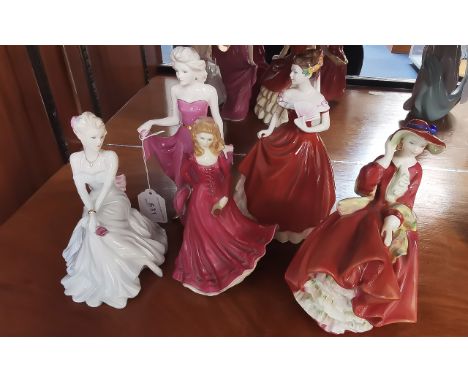 Five Porcelain Figures, comprising Coalport 'Marilyn', Royal Doulton 'Top o' the Hill' HN1874, Royal Doulton 'Molly' HN 4091,