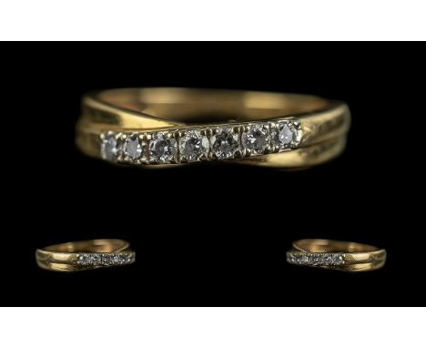 18ct Gold - Attractive Diamond Set Dress Ring. With Full Hallmark to Interior of Shank. The Eight Round Brilliant Cut Diamond