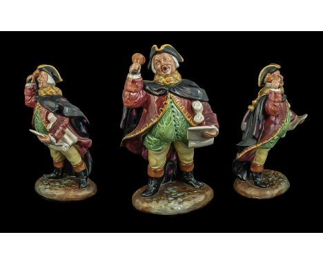 Royal Doulton Early Handpainted Figurine - 'Town Crier' HN2119 Designer M Davies. Issued 1953-1976. Height 8.5'' (21.6 cm) 1s
