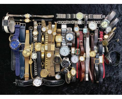 A Large Collection of Assorted Ladies &amp; Gents Wrist Watches, bracelet and leather straps, including Ferrari, Rotary, Inge