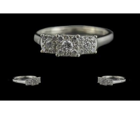 Ladies Superb Quality 14ct White Gold Diamond Set Dress Ring. Marked 14ct to Shank. All Diamonds of Excellent Colour and Clar