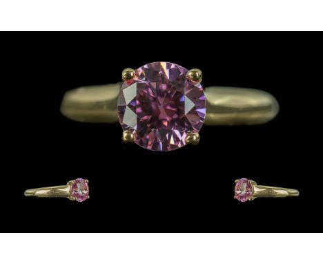 Ladies - 18ct Gold Superb Quality Single Stone Pink Tourmaline Set Ring. Superb Colour / Clarity and Cut. Est Weight 1,50 cts