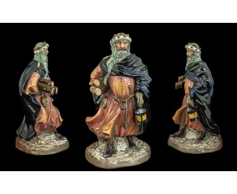 Royal Doulton Handpainted Figurine - 'Good Kind Wenceslas' HN2118 Designer M Davies. Issued 1953-1976. Height 8.5'' (21.6 cm)