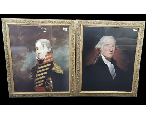 Two Framed Prints, Depicting General John R Fenwick and George Washington, mounted, glazed and framed in gilt frames.  Each m
