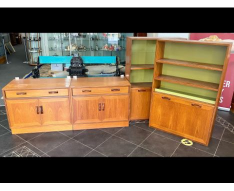 G Plan - A Pair of Bookcases on Storage Base with Single Shelf.  Each 78'' tall.