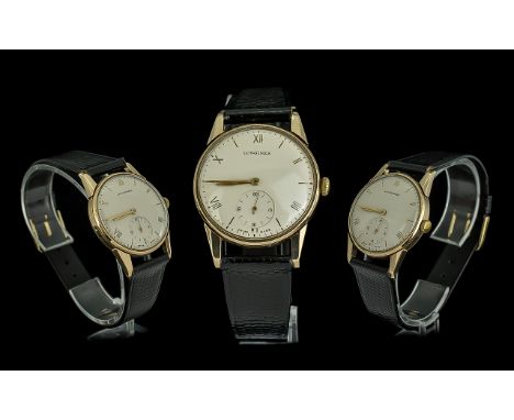 Longines - Gents 9ct Gold Cased Manual Wind Wrist Watch. c.1960s'. With Gold Markers, Subsidiary Dial, Diameter 32 mm. Good L