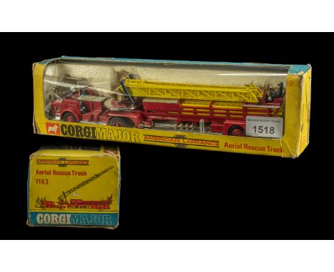 Corgi Toys Interest. Corgi Major American LaFrance Aerial Rescue Truck. No 1143. In Good Condition, Box In Worn Condition. Fe