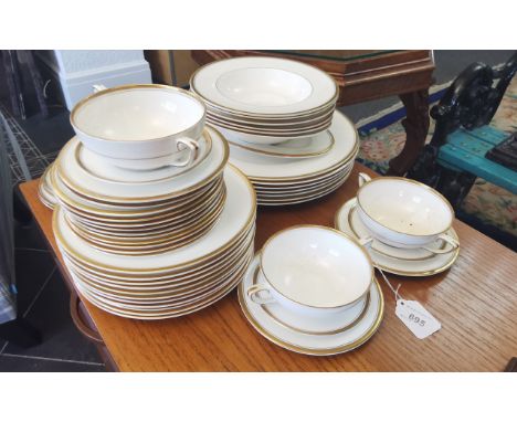 Royal Worcester Fine Bone China Part Dinner Service. White and Gilt Colourway. Approx ( 50 ) Pieces In Total. 