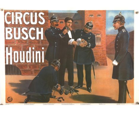 Vintage Circus Posters Collection of 7 Circus posters, featuring Houdini and others, to include; Roba Dschapur (29" x 12"), C