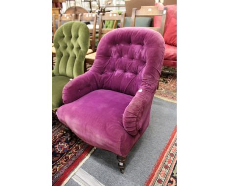 A Victorian button upholstered nursing chair.