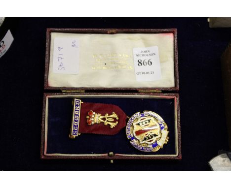 A silver and enamel Masonic medal cased.
