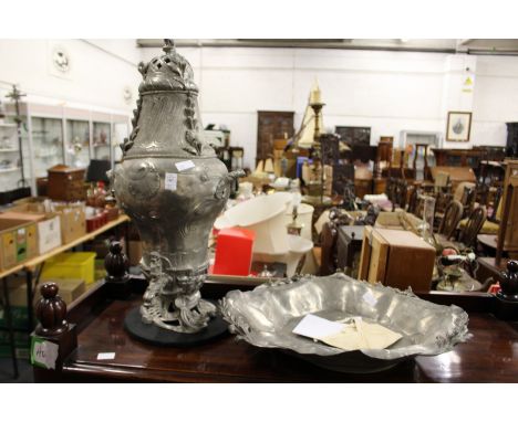 A large cast metal Samovar and basin.
