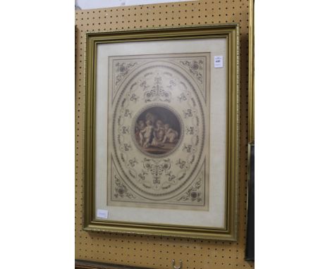 After Bartolozzi, a print of cherubs lighting a fire.