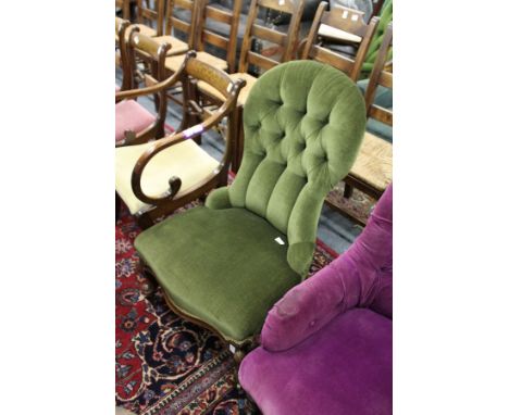 A Victorian button upholstered nursing chair.