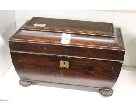 A Regency rosewood tea caddy.